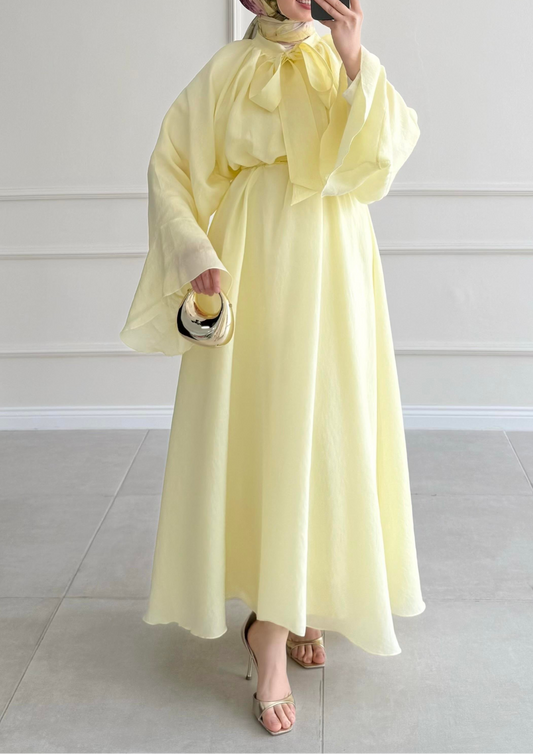 Robe mervay avec décolleté Jaune