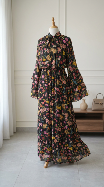 Robe – Noir Floral Poétique