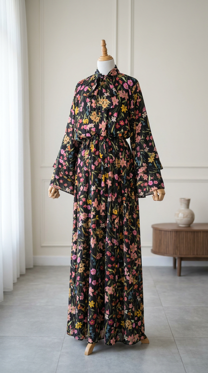 Robe – Noir Floral Poétique