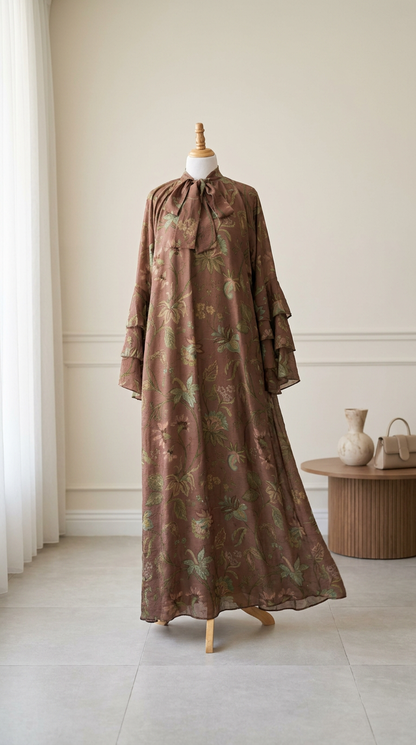 Robe – Brun Terrestre & Motifs Feuillage