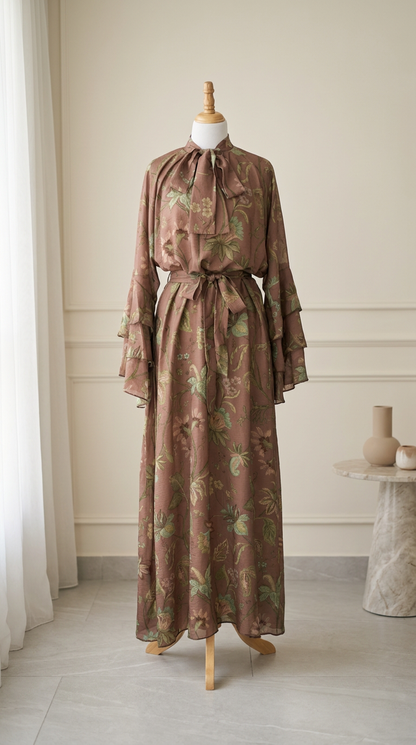 Robe – Brun Terrestre & Motifs Feuillage