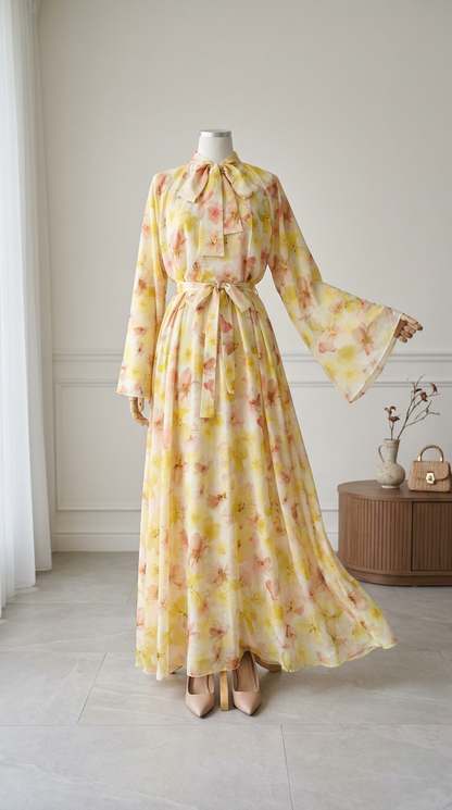 Robe – Jaune Pastel & Aquarelle Florale