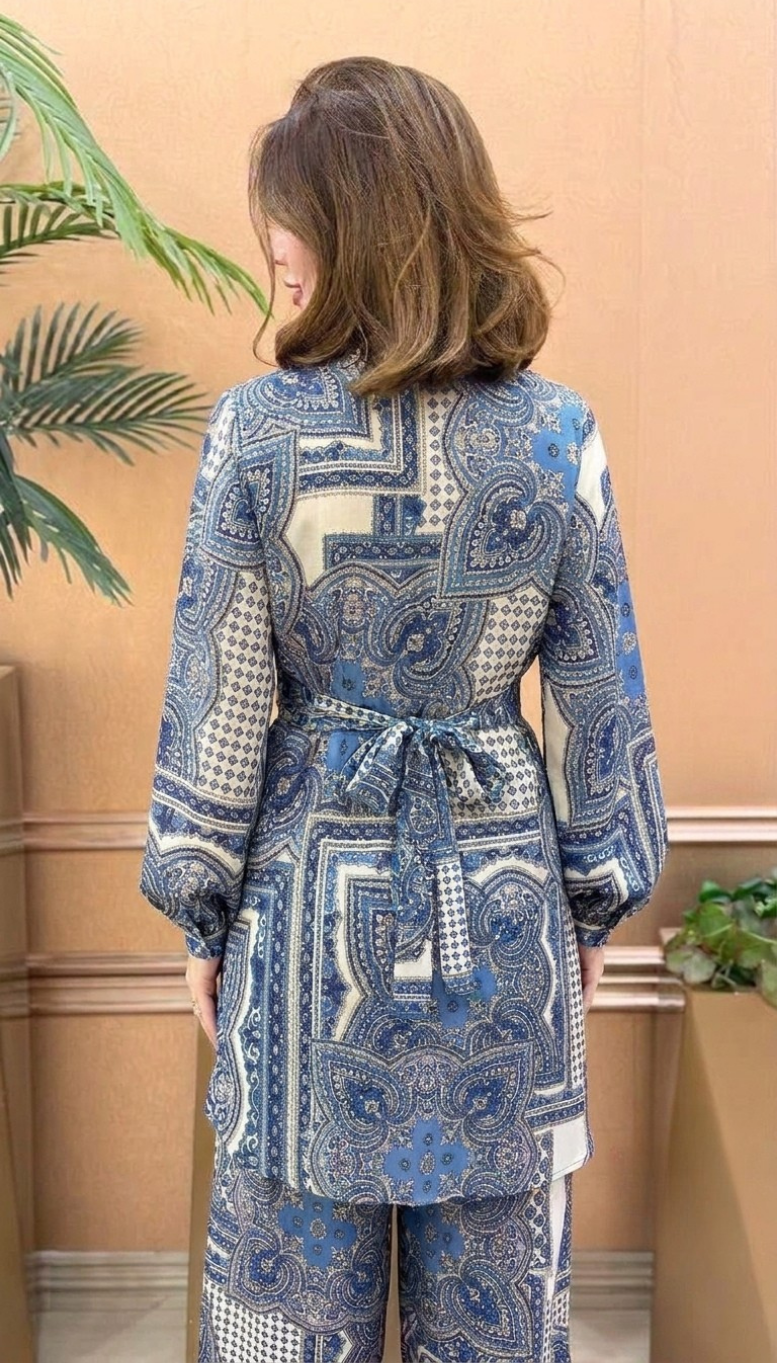 Ensemble Élégance Imprimé - Bleu