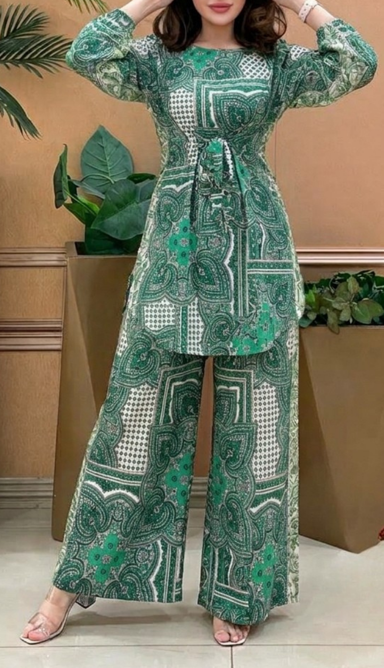 Ensemble Élégance Imprimé - vert