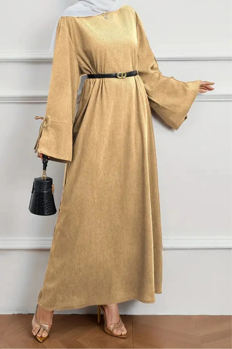 Robe Abaya Élégante Femme – Détail Nœud et Manches Longues