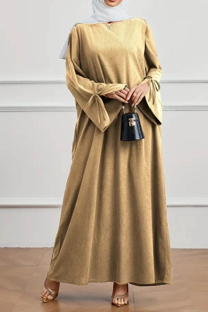 Robe Abaya Élégante Femme – Détail Nœud et Manches Longues