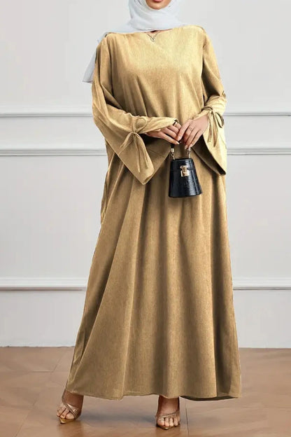 Robe Abaya Élégante Femme – Détail Nœud et Manches Longues