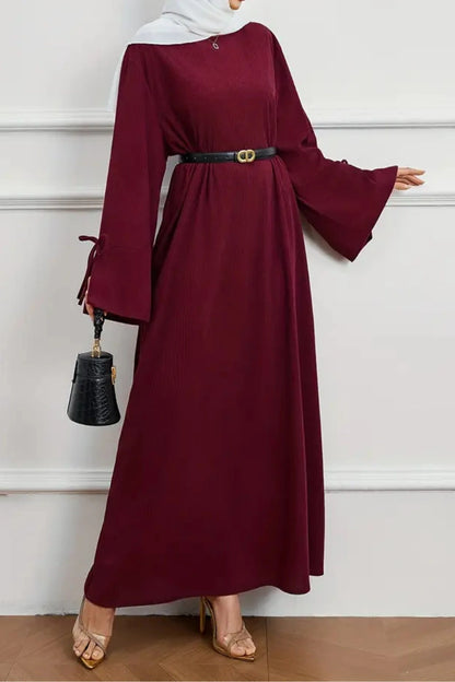 Robe Abaya Élégante Femme – Détail Nœud et Manches Longues