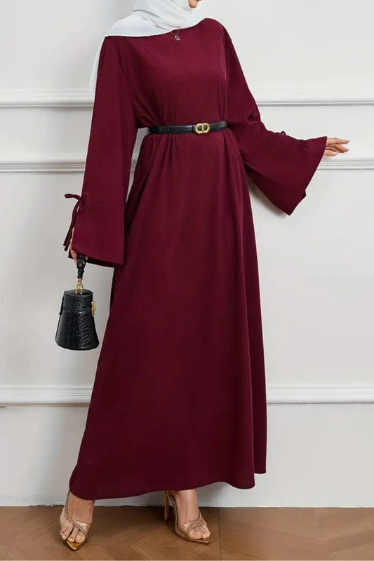 Robe Abaya Élégante Femme – Détail Nœud et Manches Longues