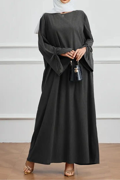 Robe Abaya Élégante Femme – Détail Nœud et Manches Longues