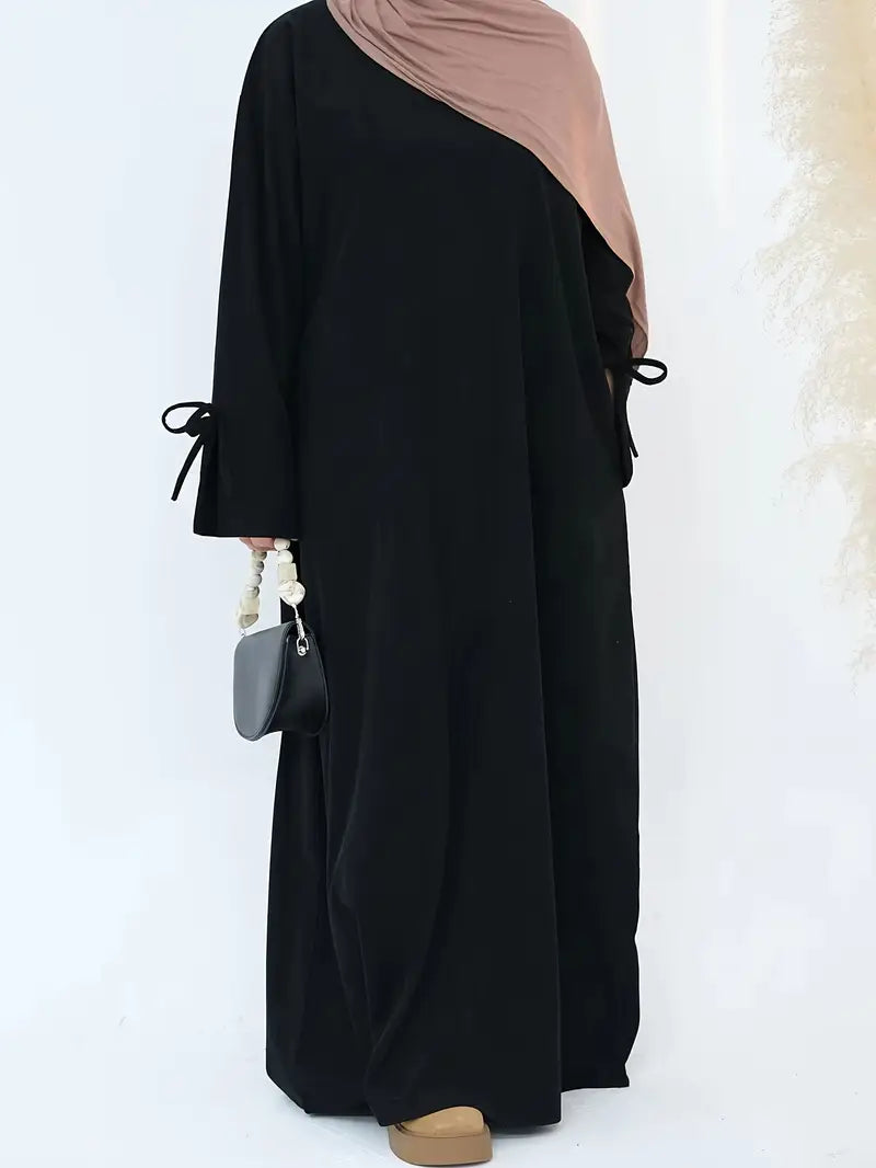 Robe Abaya Élégante Femme – Détail Nœud et Manches Longues
