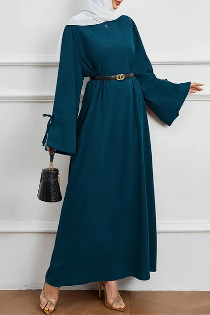 Robe Abaya Élégante Femme – Détail Nœud et Manches Longues