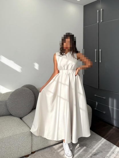 Robe Longue d'Été Sans Manches à Nœud – MERVAY