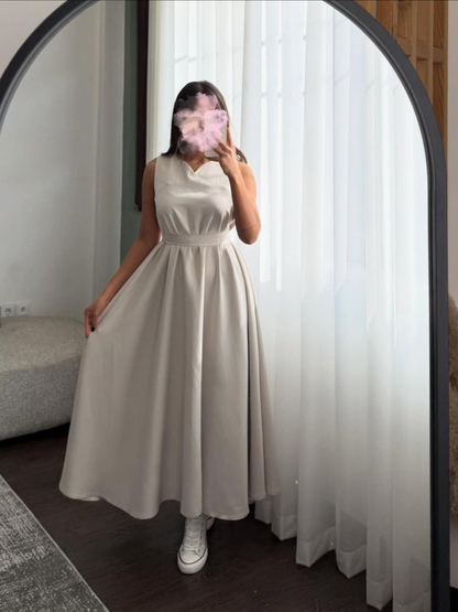 Robe Longue d'Été Sans Manches à Nœud – MERVAY