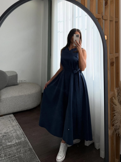 Robe Longue d'Été Sans Manches à Nœud – MERVAY
