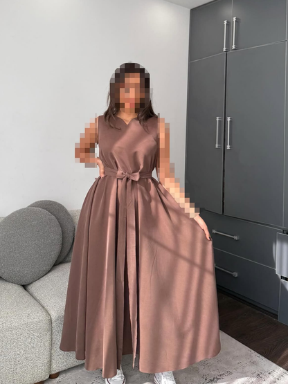 Robe Longue d'Été Sans Manches à Nœud – MERVAY